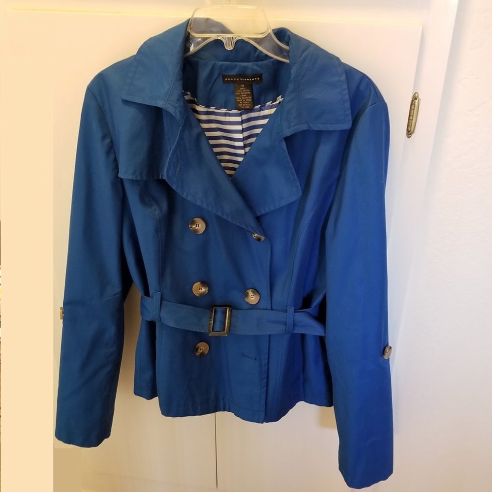 Grace Elements Short Trench Coat Cobalt Blue 16